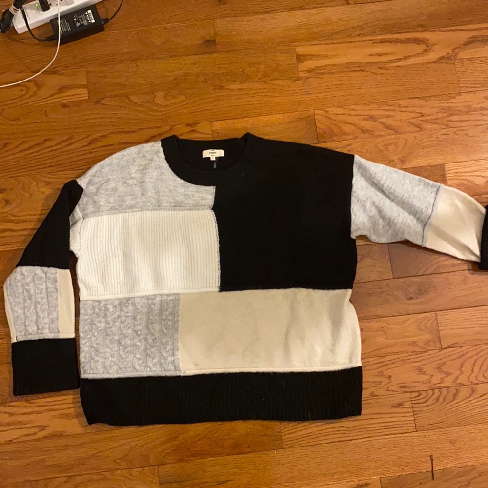 Black Grey Beige and white a patchwork sweater!